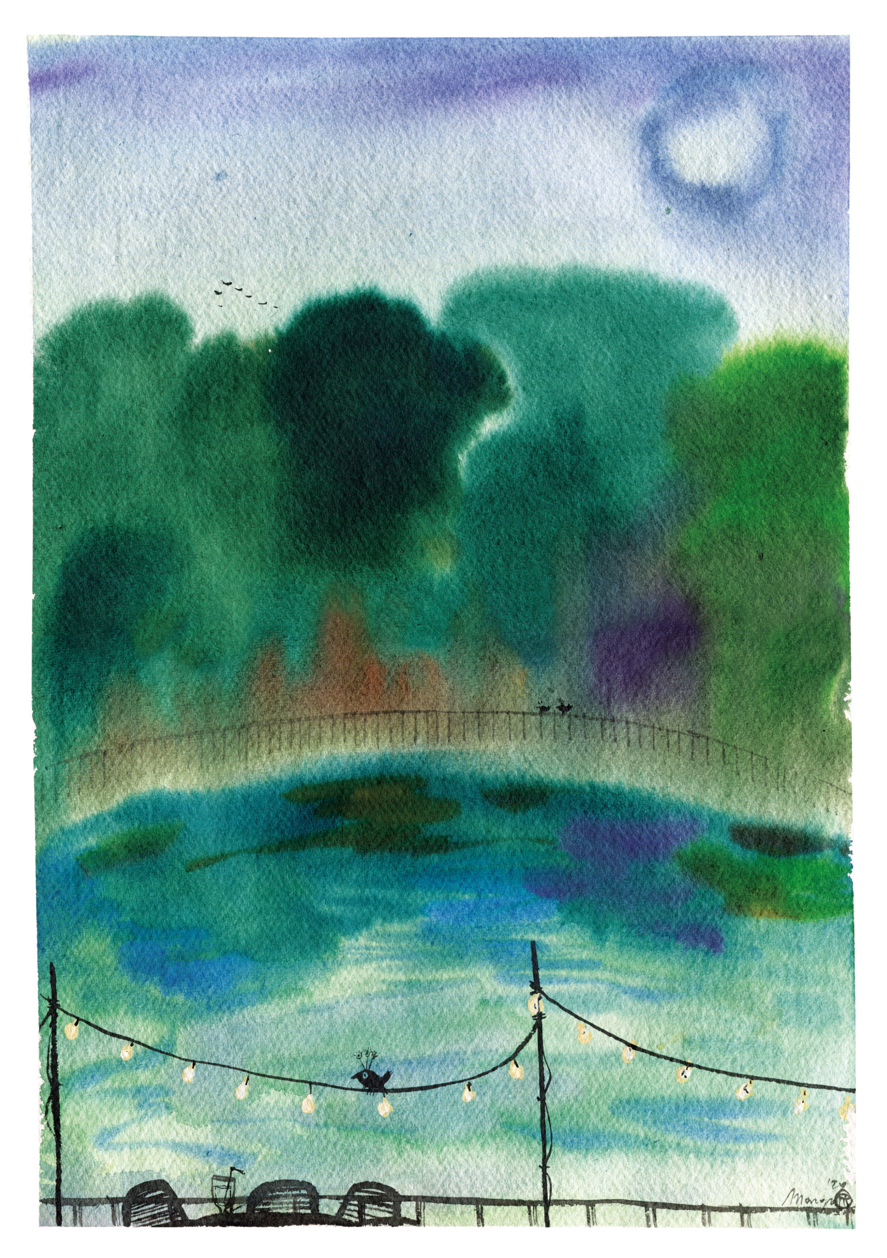 Illustration Rivierenhof, made in 2021 by Margo De Weerdt, illustrator and artist, based in Strasbourg, France